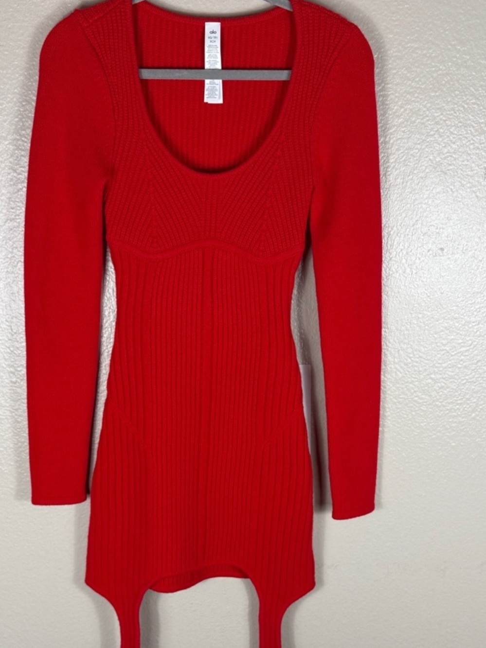 ALO Yoga Ma Cheri Cashmere Garter Red Mini Dress - Picture 4 of 10